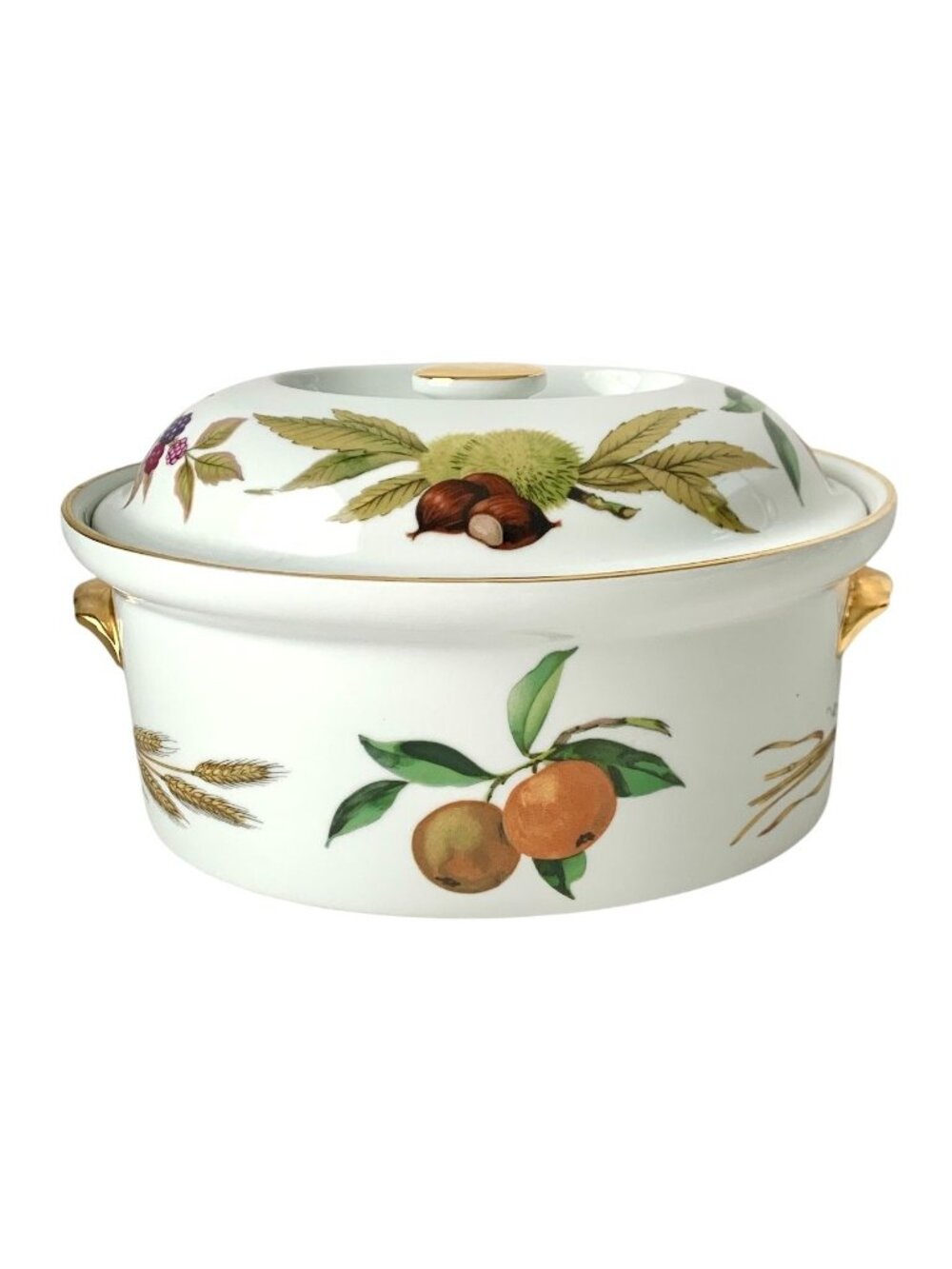 Royal Worcester Evesham Gold Oval Covered Casserole Dish Vintage